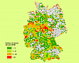 GVRD distribution of 111,928 relevés displayed within the grid of German topographical maps