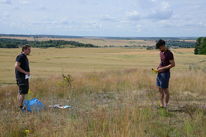 Resurvey of dry grasslands plots on prorphyry outcrops north of Halle in 2020 (Photograph: Helge Bruelheide)